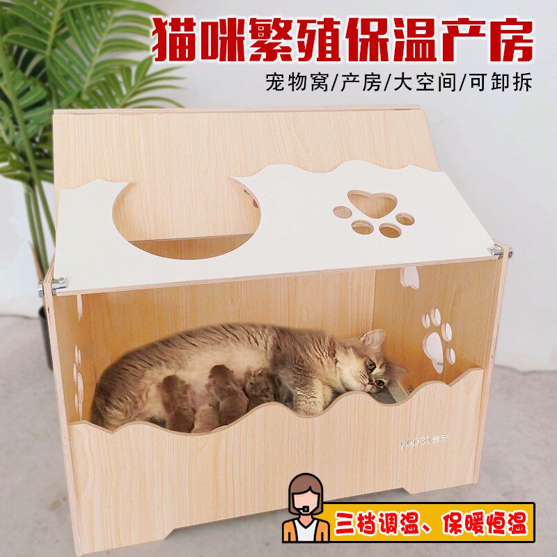猫窝实木猫产房宠物猫产箱孕猫床生猫用孕期猫怀孕窝繁育猫咪产房