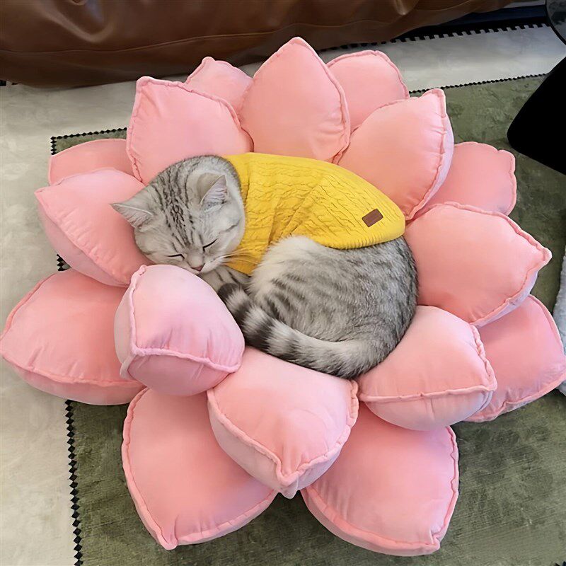 莲花猫窝冬加厚柔软猫咪睡垫保暖狗窝大中小型犬毛绒宠物沙发睡牀