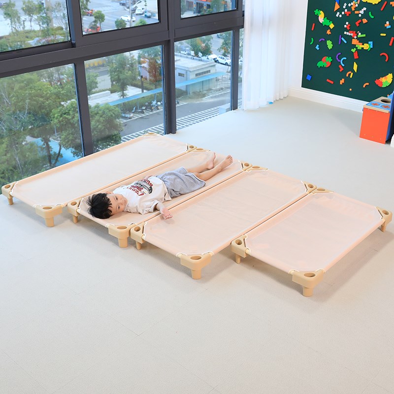 儿童托管班透气网布床午睡幼儿园单人H小床午休床帆布叠叠幼儿网