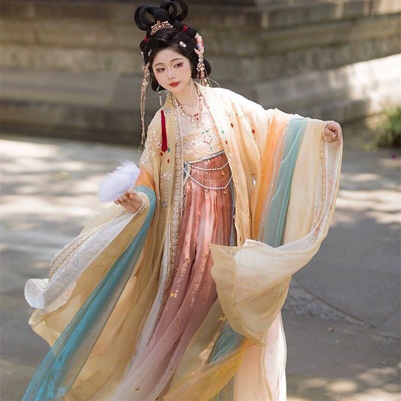 【小公主】唐朝汉服女成人唐风齐胸双层大袖衫绣花春秋国风套装秋