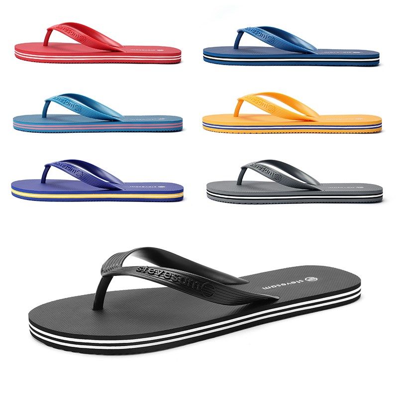 夏季新款男士f人字拖外穿防滑防臭沙滩橡胶耐磨夹脚凉拖鞋潮纯黑