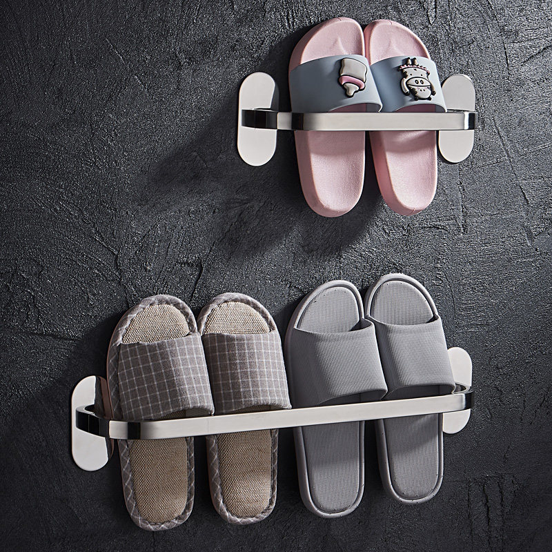 浴室拖鞋架壁挂式k免打孔304不锈钢卫生间置物架厕所拖鞋收纳挂架
