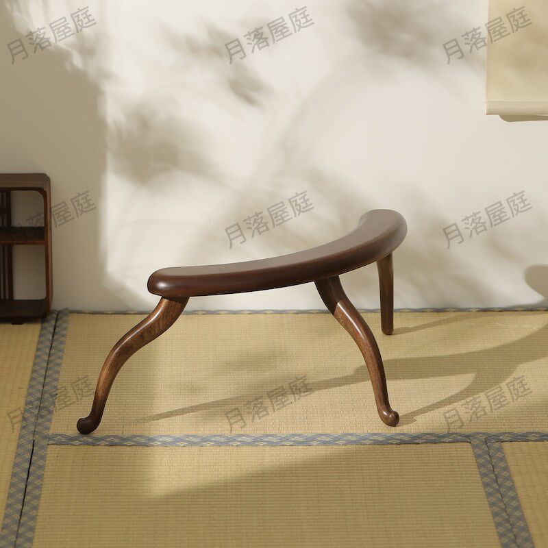 乌檀木三足凭几宋式实木炕桌榻榻米炕几中式凭几扶手X古代床上靠