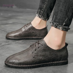 休闲U平板皮鞋 2024新款 子男土潮百搭配九分牛仔小脚裤 豆豆鞋 版