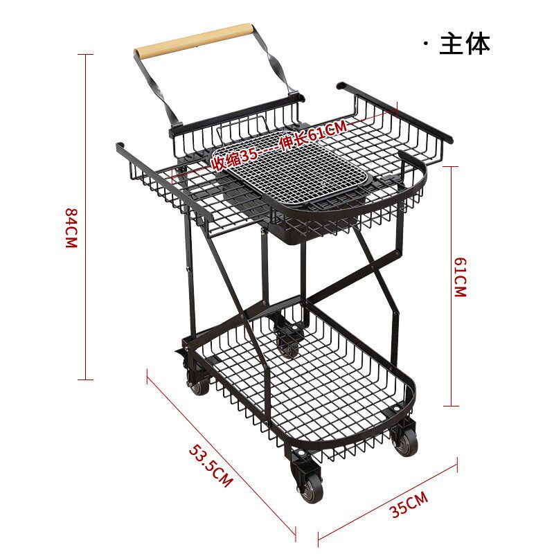 户外便携可折叠烧烤车带烤炉野外聚餐带轮可移动S不锈钢烧烤架烤