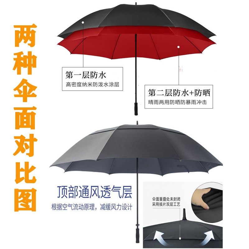 10年质保雨伞长柄超大号双层女晴雨两用男加固P防风加厚特大伞暴