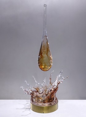 悬挂艺术装饰品透明树脂空中吊饰水滴雕塑酒店大堂大型落地摆件