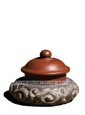 原莱青石雕刻小祥云石鼓底座w杯垫盖置壶承新中式古朴仿古茶席摆