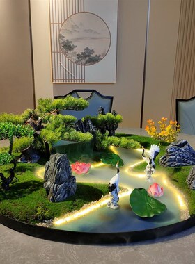 餐桌中间摆花转盘花摆圆桌t芯装饰品酒店饭店餐厅饭桌桌花遥控雾