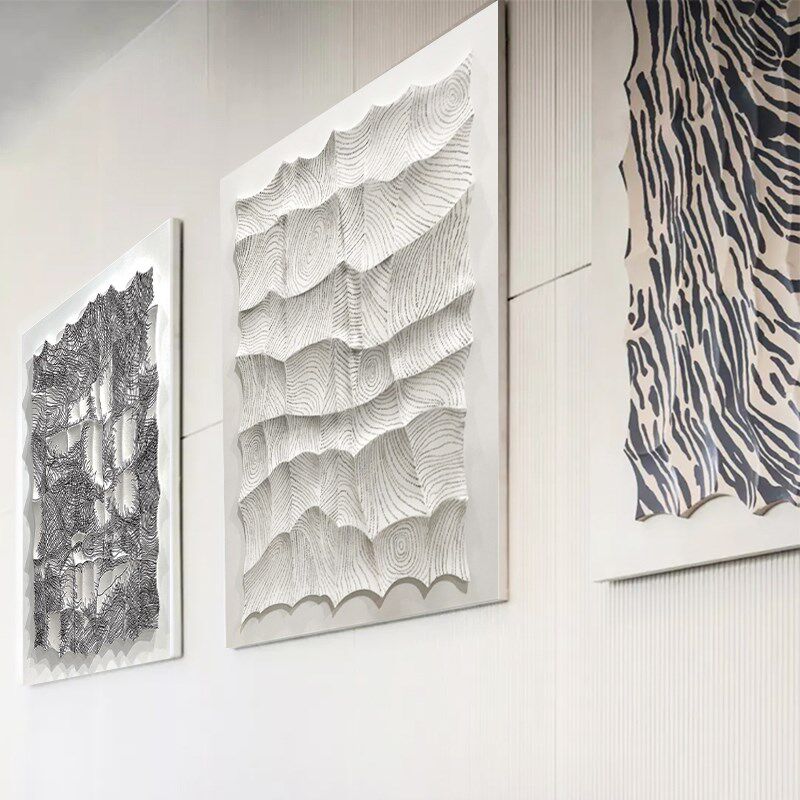 简约手绘立体玄关装饰画客厅沙发背景墙壁画浮雕高档走廊过道挂画