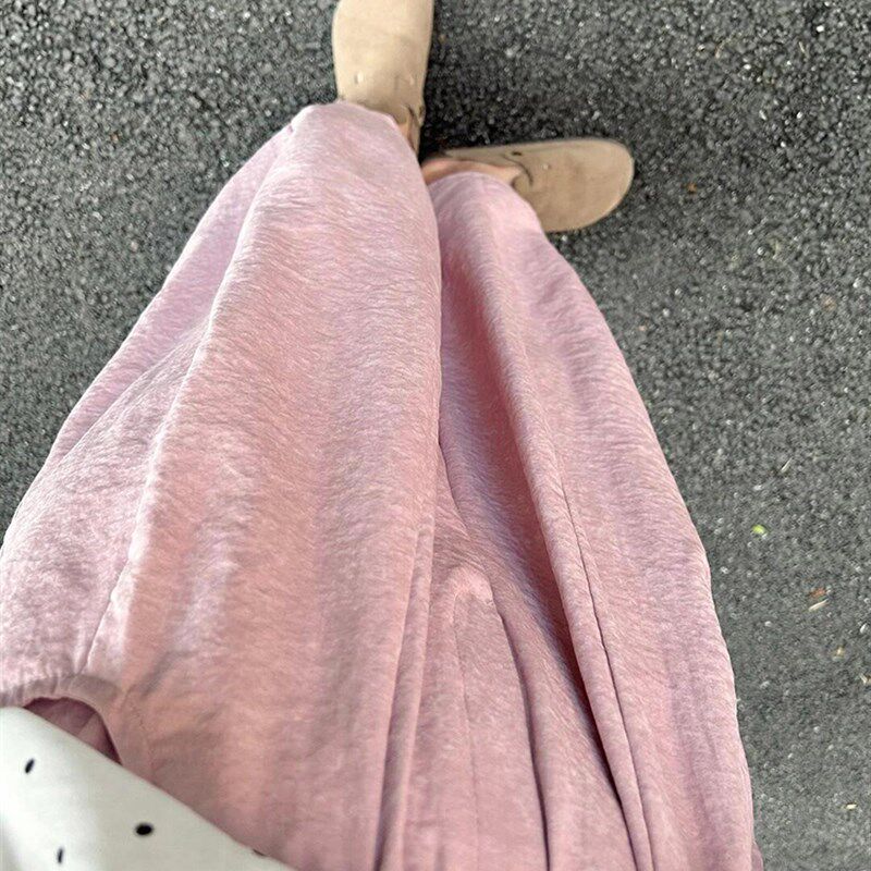 粉色云朵裤小个子女秋大码休闲灯笼裤胖mm显瘦直筒阔腿九分气球裤