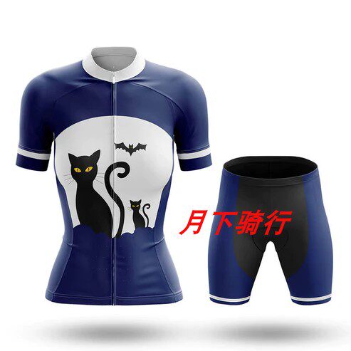 2023新款可爱猫自行车女款夏季骑行服短袖上衣单车衫闺蜜车友团