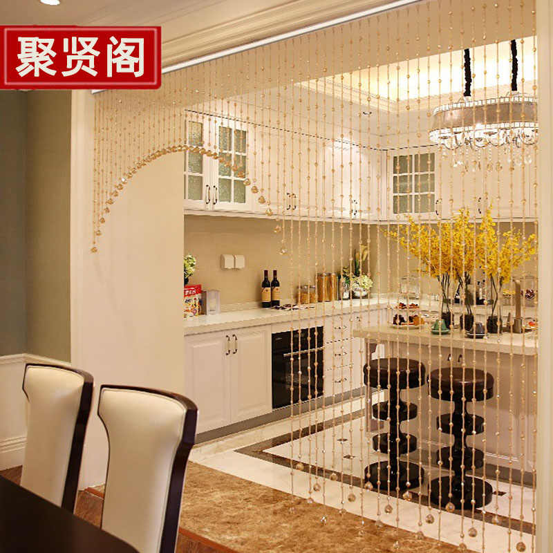 珠帘水晶隔断帘 玄关阳台客厅垭口过道餐厅卫生间T门帘免打孔 挂