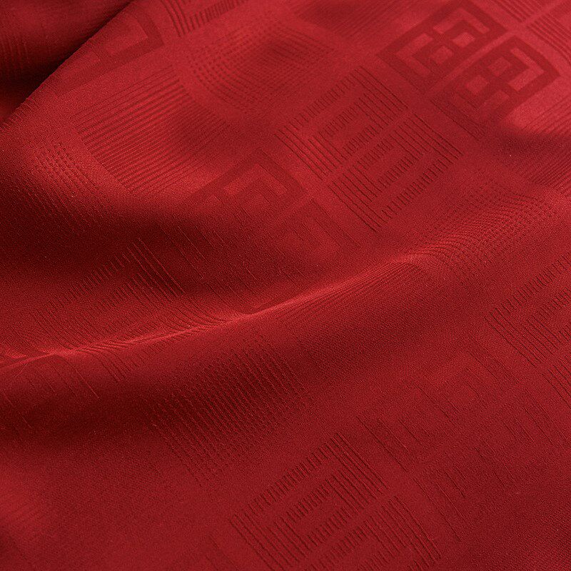 2025新款亲肤棉婚庆提花刺绣四件套酒红H 1.8m床结婚床品陪嫁婚房