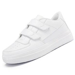 魔术贴大码男鞋2025春季v新款皮面防水休闲小白鞋学生防臭增高板