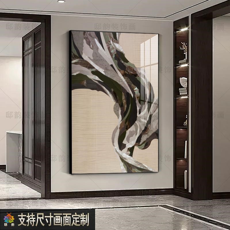 宅寂侘寂风过道玄关挂画酒店民宿油画布装饰画软装抽象无框画竖版