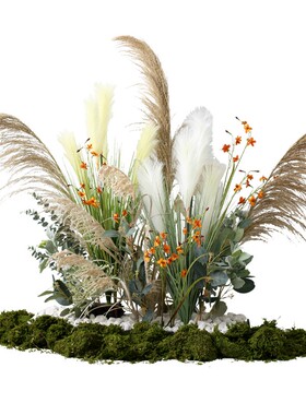 大型植物造景室内软装布r置绿植芦苇景观样板间展柜楼梯角落假花