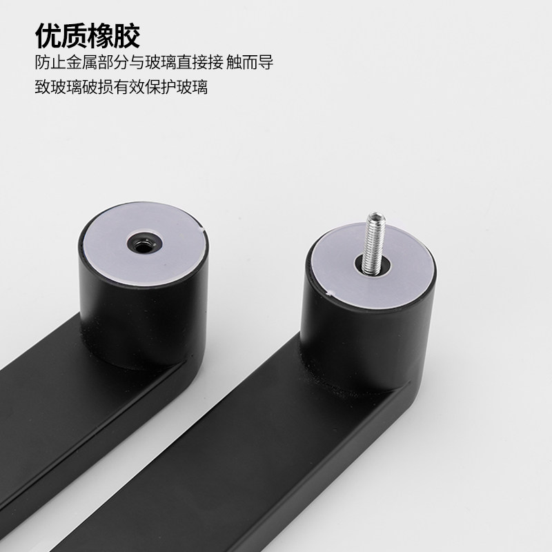 浴室玻璃门拉手黑色m哑黑烤漆L型淋浴房推拉门把手黑色不锈钢扶手