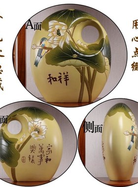 新中式陶瓷客厅隔断柜工艺小摆件中国民族复古风玄关博古架装饰品