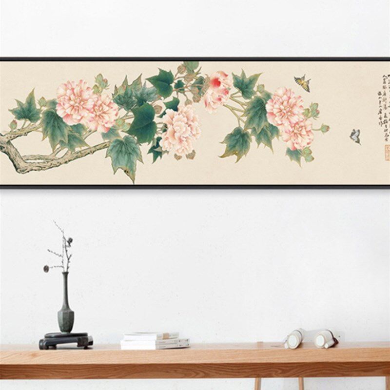中国画《牡丹》挂画卧室床头画新中国风花鸟装饰画《O花开富贵》