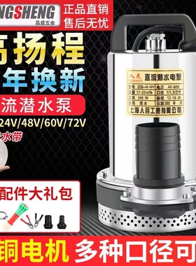 上海人民12V24V48V60V72V直流潜水泵抽水泵家用农用刷车电动车2寸