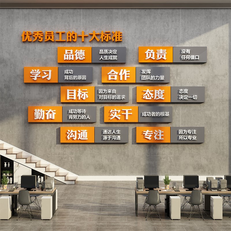 办公室墙面装饰公司企业文化墙氛围布置I励志标语贴纸会议室销售