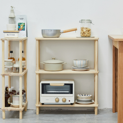 实木厨房极窄缝隙置物架收纳微波炉木质多层Q架子整理置物架落地