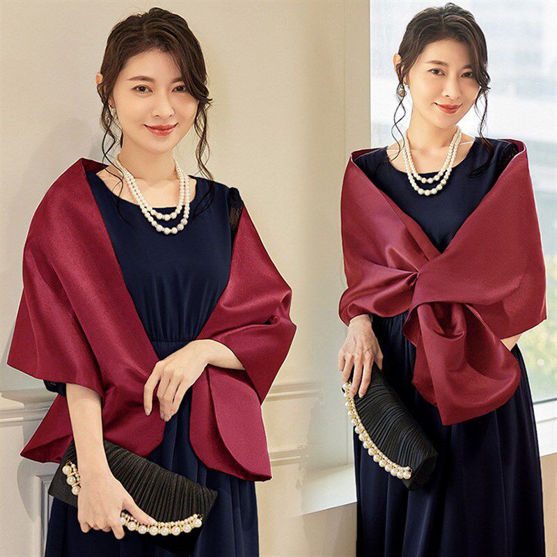 酒红色结婚新娘披肩女坎肩围巾婚礼晚礼服外套旗袍外搭斗蓬88013