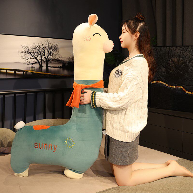 抱枕女生睡觉专j用可拆洗夹腿神器大号抱睡公仔布娃娃羊驼毛绒玩