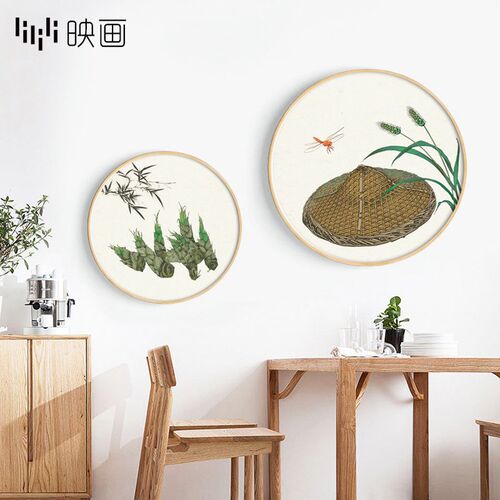 24节气装饰画新中式挂画饭店墙面装饰现代中式Q圆形壁画二十四节