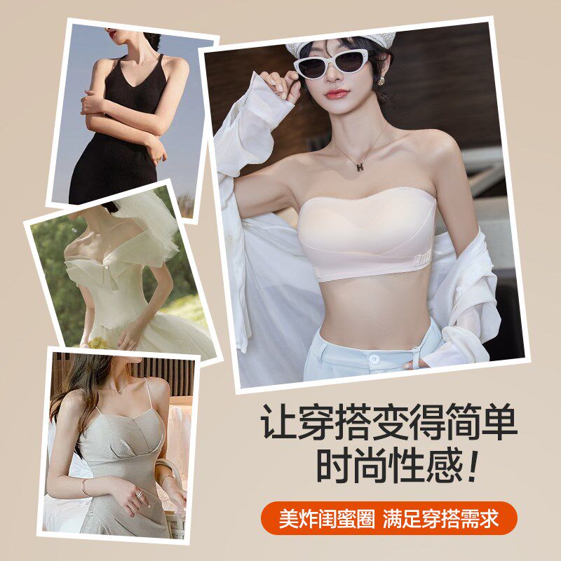 孕妇无肩带内衣女怀孕期专用聚拢防下H垂夏季薄款防走光隐形抹胸