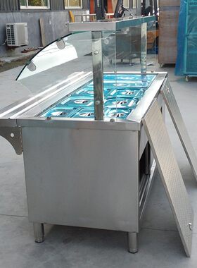 保温售饭台快餐车保温台不锈钢玻璃罩G快餐浏阳蒸菜台汤池粥车两