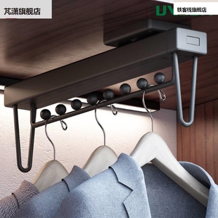 挂衣杆拉衣帽间挂衣器抽玄装关衣拉出式架伸缩顶竖挂杆推柜拉衣架