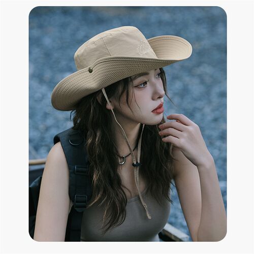 西部牛仔帽渔夫帽爬山沙漠防晒帽女户外遮阳太阳帽子徒步登山帽潮