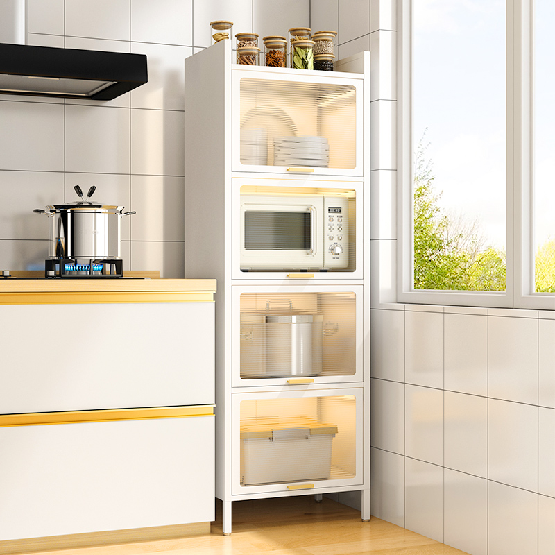 厨房夹缝置物架带l柜门落地多层多功能橱柜微波炉烤箱电器置物储