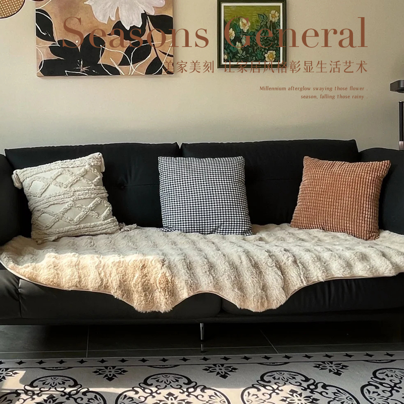 【兔兔绒】异形毛绒m沙发垫冬季加厚皮沙发专用沙发坐垫沙发盖布