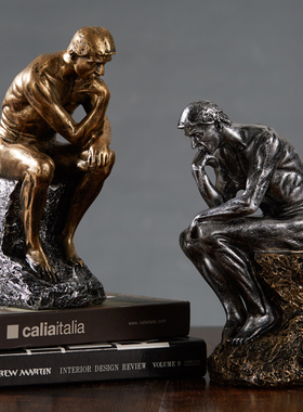 创意人物雕塑思考者m沉思者摆件客厅书房样板房办公室装饰品小摆