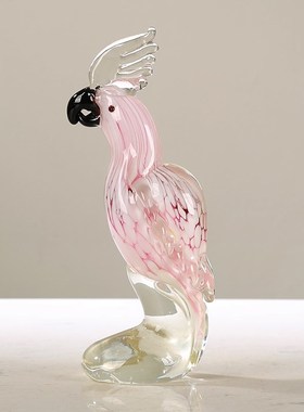 轻奢琉璃鸟混彩j艺术摆件手工吹制玻璃客厅样板间酒店软装装饰