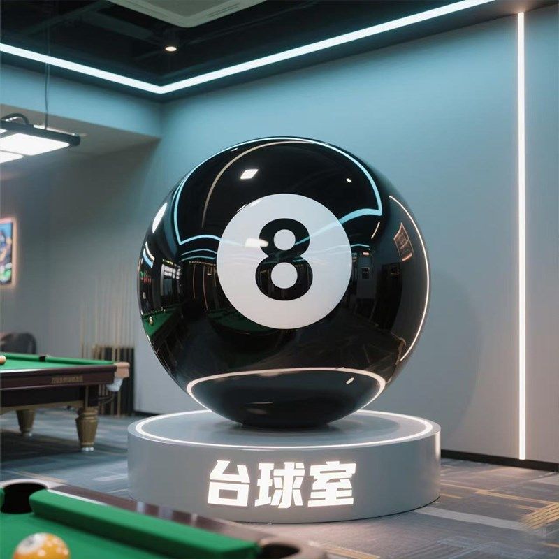 台球厅黑8卡通公仔模型s玻璃钢雕塑桌球俱乐部店铺门口装饰大摆件