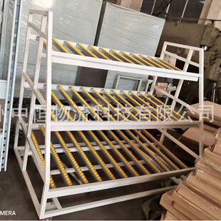 小型滚轮式车间物料存放 流利条货架 铝合金流利条钣金辊道下滑