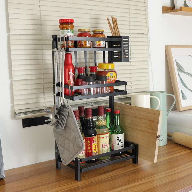 不锈钢304厨房调料置物架厨房置物不锈钢多功能置物架一件代发