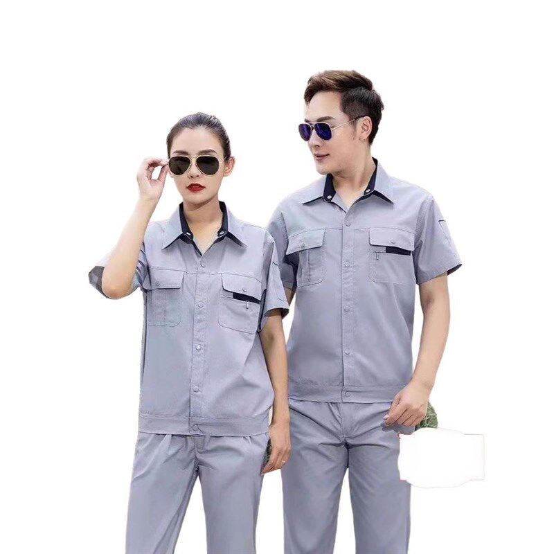 夏款薄款长袖g劳保工作服套装工厂车间机电维修劳保制服套可绣字