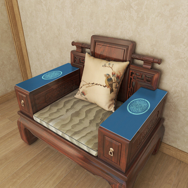 中式老式单人位实木沙发大扶手垫盖巾双人位N盖布搭巾一对防滑单