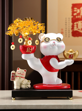 摇钱树发财树招财猫摆件开 业礼物店铺收银柜台家居客厅酒柜