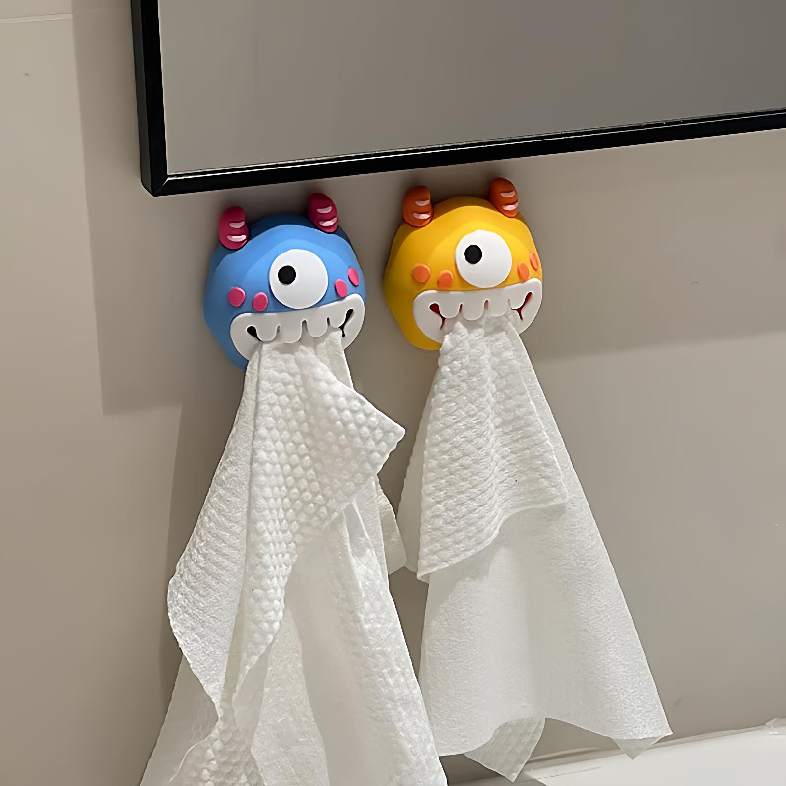小怪兽洗脸巾收纳盒卫生间废弃棉柔巾毛巾塞壁挂擦脸巾挂钩浴室