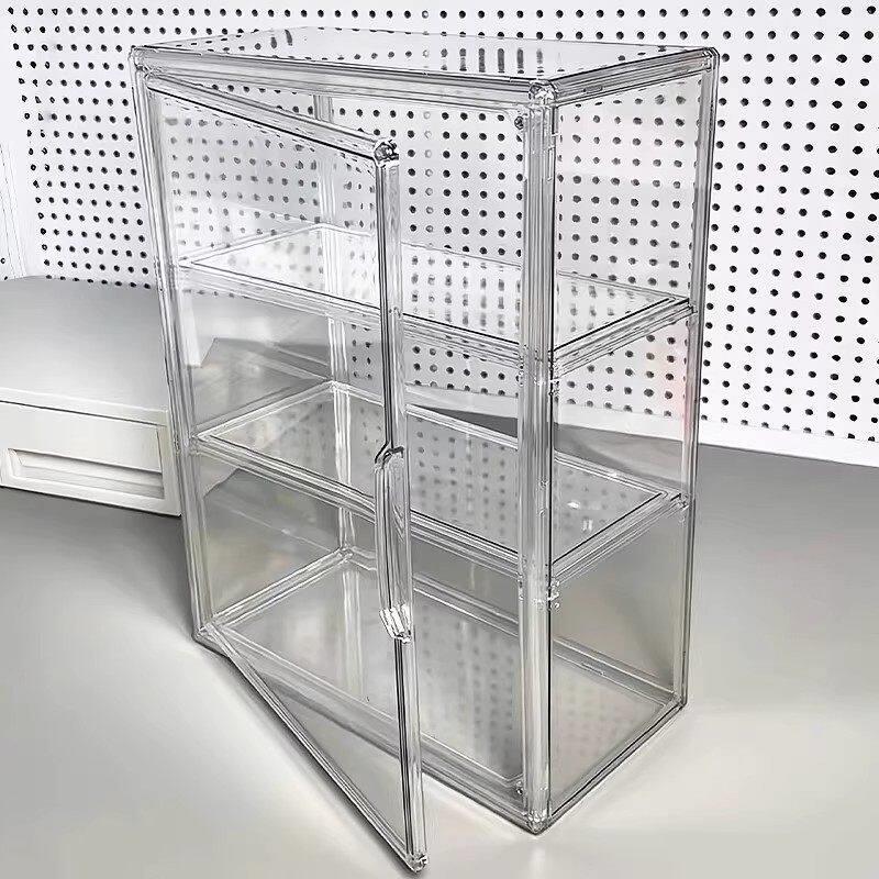 桌面收纳盒小痛柜吧唧整理展示透明塑料压克力防尘大容量谷子模型
