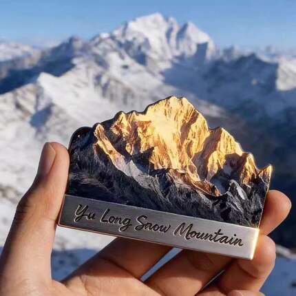 玉龙雪山文创冰箱贴日照金山取景地重装徒步纪念徒步收藏纪念礼品