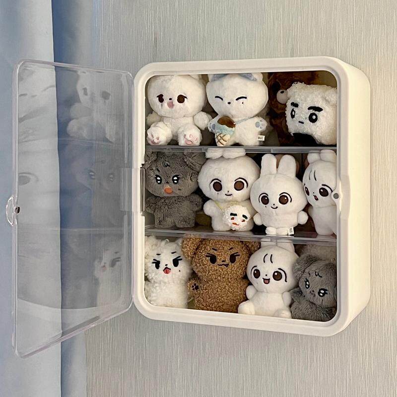 泡泡Mart壁挂式收纳箱毛绒玩具无打孔展示架娃娃盲箱透明防尘架