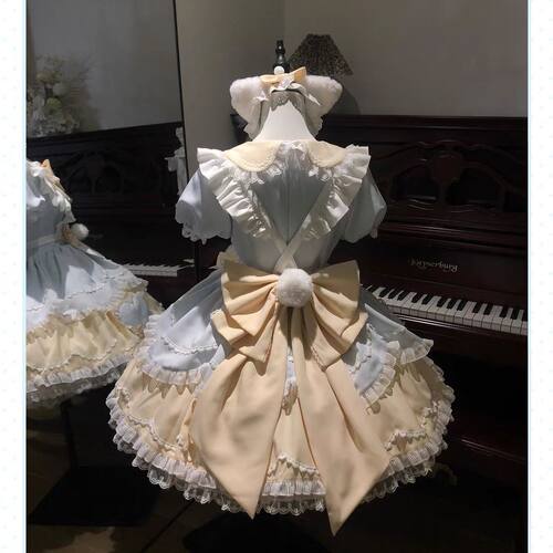 【全款现货】甜茶少女lolita甜茶喵 长袖op短袖洛丽塔可爱小猫