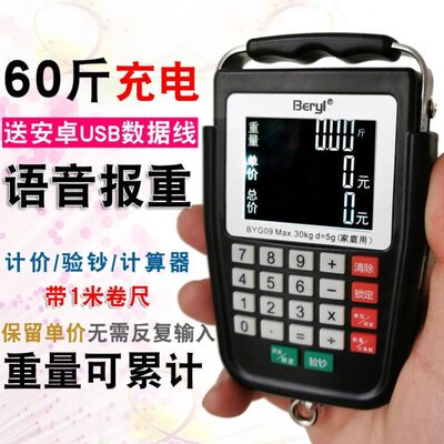 带语音自动计价手提电子秤充电弹簧秤小型手拿便携式高精度迷你秤